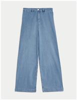 High Waisted Wide Leg Ankle Grazer Jeans