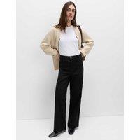 M&S High Waisted Wide Leg Ankle Grazer Jeans Black
