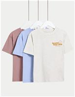 M&S 3 Pack Pure Cotton T-Shirts (2-8 Yrs) Grey Mix