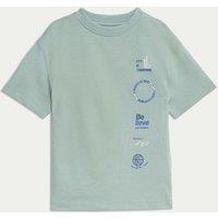 M&S Pure Cotton Graphic T-Shirt (2-8 Yrs) Light Green