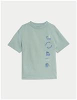 M&S Pure Cotton Graphic T-Shirt (2-8 Yrs) Light Green