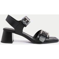 Double Buckle Block Heel Sandal