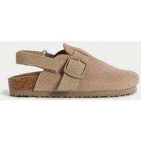 M&S Kids Suede Riptape Clogs (4 Small - 2 Large) Beige