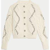 Textured Crew Neck Cardigan