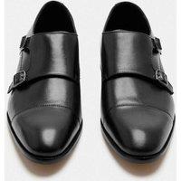 M&S Leather Monk Strap Shoes Black