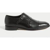 M&S Leather Monk Strap Shoes Black