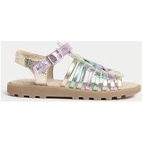 Kids Metallic Strappy Sandals (4 Small-2 Large)