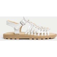 Kids Metallic Strappy Sandals (4 Small-2 Large)