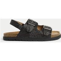 Kids Plain Double Buckle Footbed Sandals (4 Small - 6 Large)