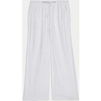 M&S Linen Blend Wide Leg Trousers White