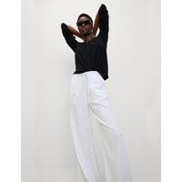 M&S Linen Blend Wide Leg Trousers White