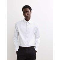 JAEGER Tailored Fit Pure Cotton Bib Front Dress Shirt White