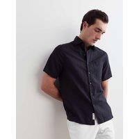 JAEGER Regular Fit Luxury Linen Cotton Short Sleeve Shirt Black