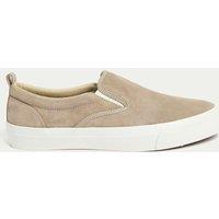 M&S Suede Slip-On Pumps Stone