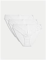 3pk Lace Trim High Leg Knickers