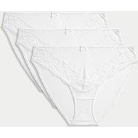M&S 3pk Lace Trim High Leg Knickers White