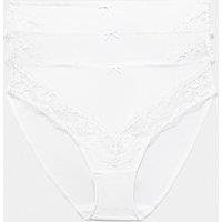 M&S 3 Pack Jasmine Lace Trim High Leg Knickers White