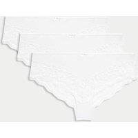 M&S 3 Pack Jasmine Lace Trim Brazilian Knickers White