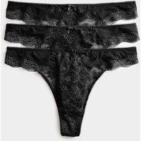 M&S 3pk Jasmine Lace Thongs Black