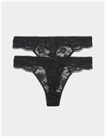 M&S 3pk Jasmine Lace Thongs Black
