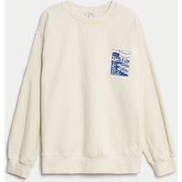 Pure Cotton Slogan Relaxed Sweatshirt