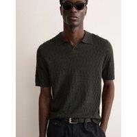 Merino Wool Rich Knitted Polo Shirt with Silk