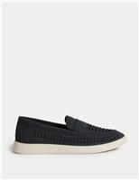 Suedette Woven Slip-On Loafers