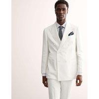 Tailored Fit Silk & Linen Blend Double Breasted Suit Jacket