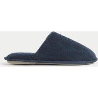 M&S Towelling Mule Slippers with Freshfeet Navy