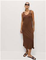 Jersey Scoop Neck Midi Column Dress