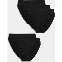 M&S 5pk Pure Cotton High Leg Knickers Black