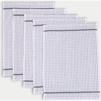 Set of 5 Checked Terry Tea Towels