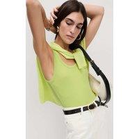 M&S Cotton Rich Ribbed Slim Fit Vest Top Soft Lime