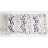 Cotton with Linen Leaf & Striped Bolster Cushion