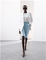 Denim High Waisted Knee Length Bermuda Shorts