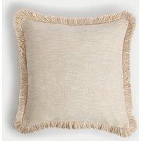 Pure Cotton Textured Fringe Cushion