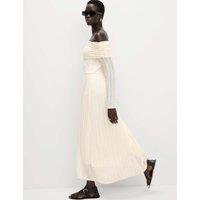 Jersey Lace Bardot Midi Waisted Dress