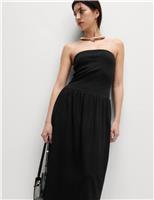 Cotton Rich Bandeau Midi Drop Waist Dress