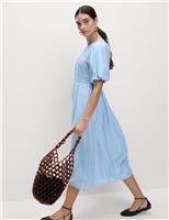 Lyocell Rich Textured Midi Waisted Dress