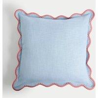 Pure Cotton Large Embroidered Scallop Cushion