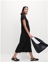 Pure Cotton Round Neck Midi T-Shirt Dress