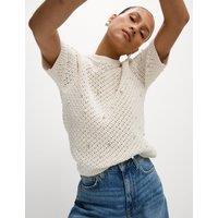 Cotton Blend Embellished Knitted Top