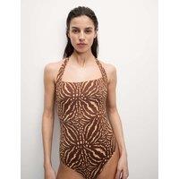Tummy Control Printed Halterneck Swimsuit