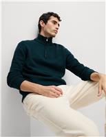 Lambswool Blend Funnel Neck Half Zip Jumper