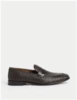 Woven Leather Slip-On Loafers
