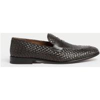 Woven Leather Slip-On Loafers