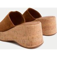 Suede Slip On Platform Mules