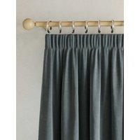 M&S Velvet Pencil Pleat Curtains Slate Blue