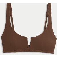 Ribbed V-Front Bikini Top