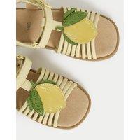 Kids Lemon Appliqu Sandals (4 Small - 2 Large)